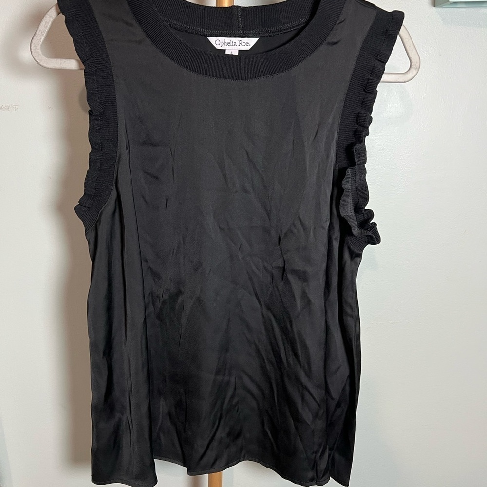 Ophelia Roe Black Ruffled Top Blouse